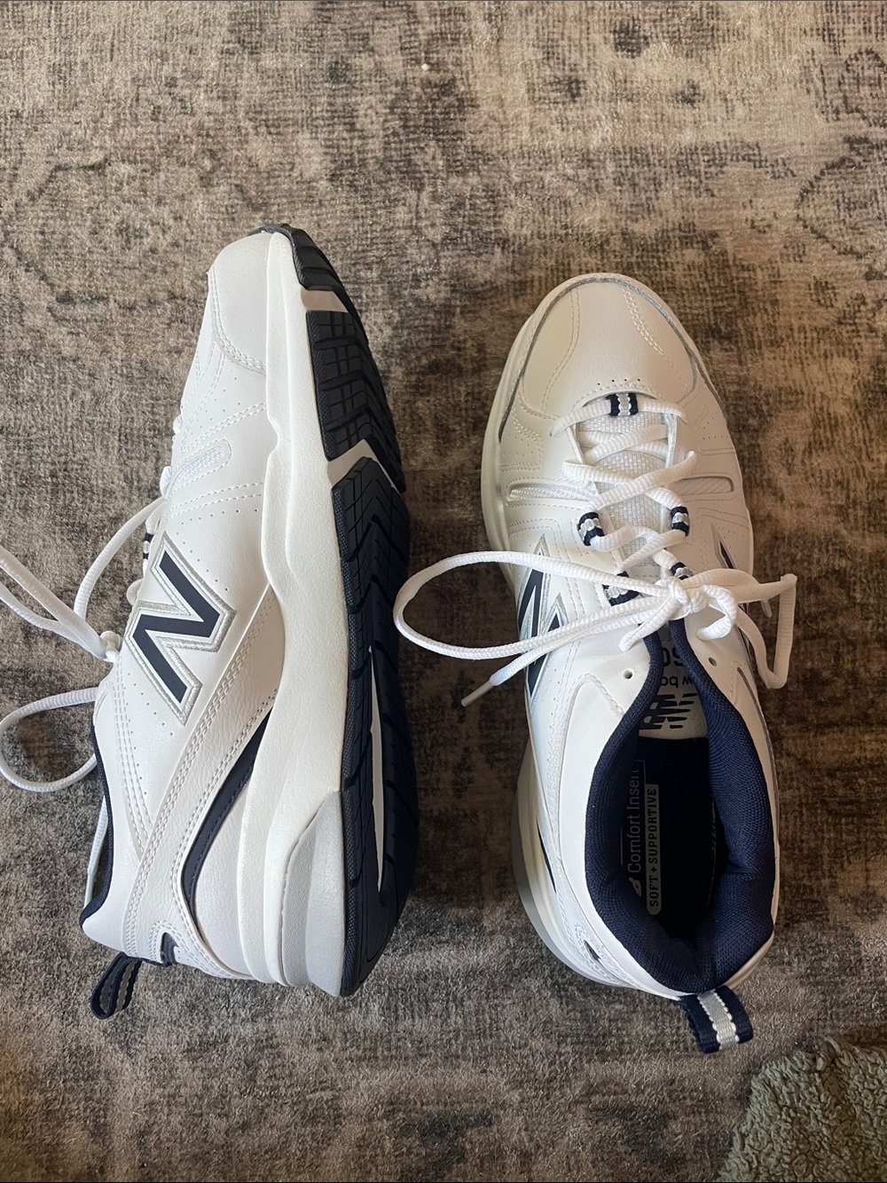 New Balance White and Navy Men’s Athletic Sneakers